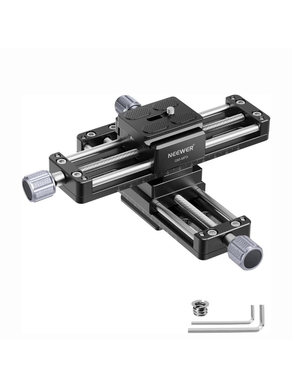 NEEWER Macro Rail Slider 4 Axis 360° Rotating Aluminum Alloy Focusing Rail GMMP3